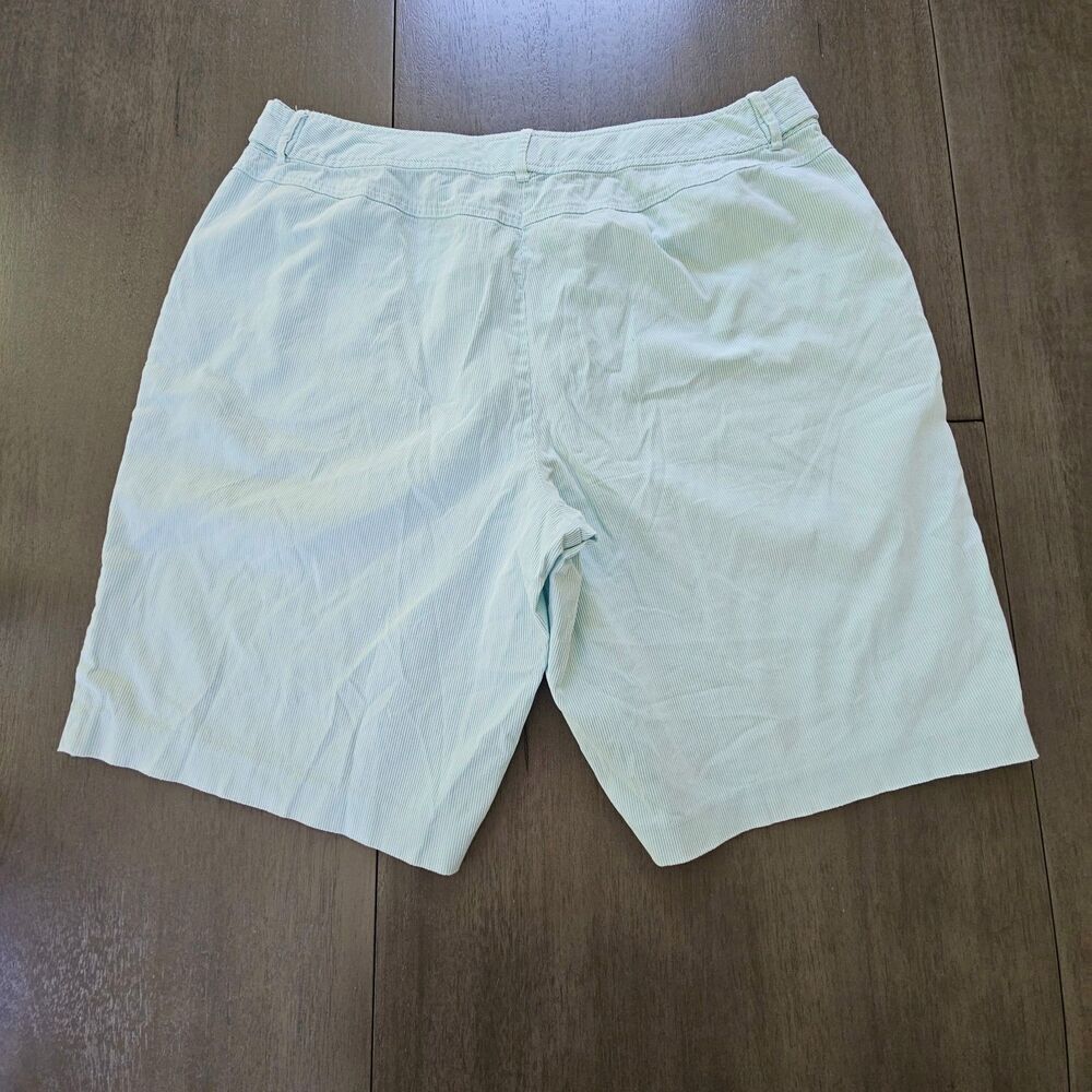 Vtg Talbots Seafoam Green Stripe Seersucker Shorts 16 PETITE Coastal Preppy - Picture 2 of 6